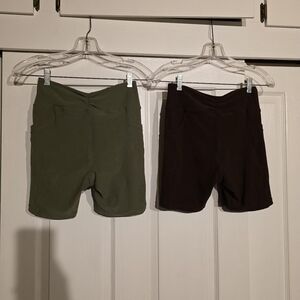 Wolven Dark Brown & Olive Bike Shorts